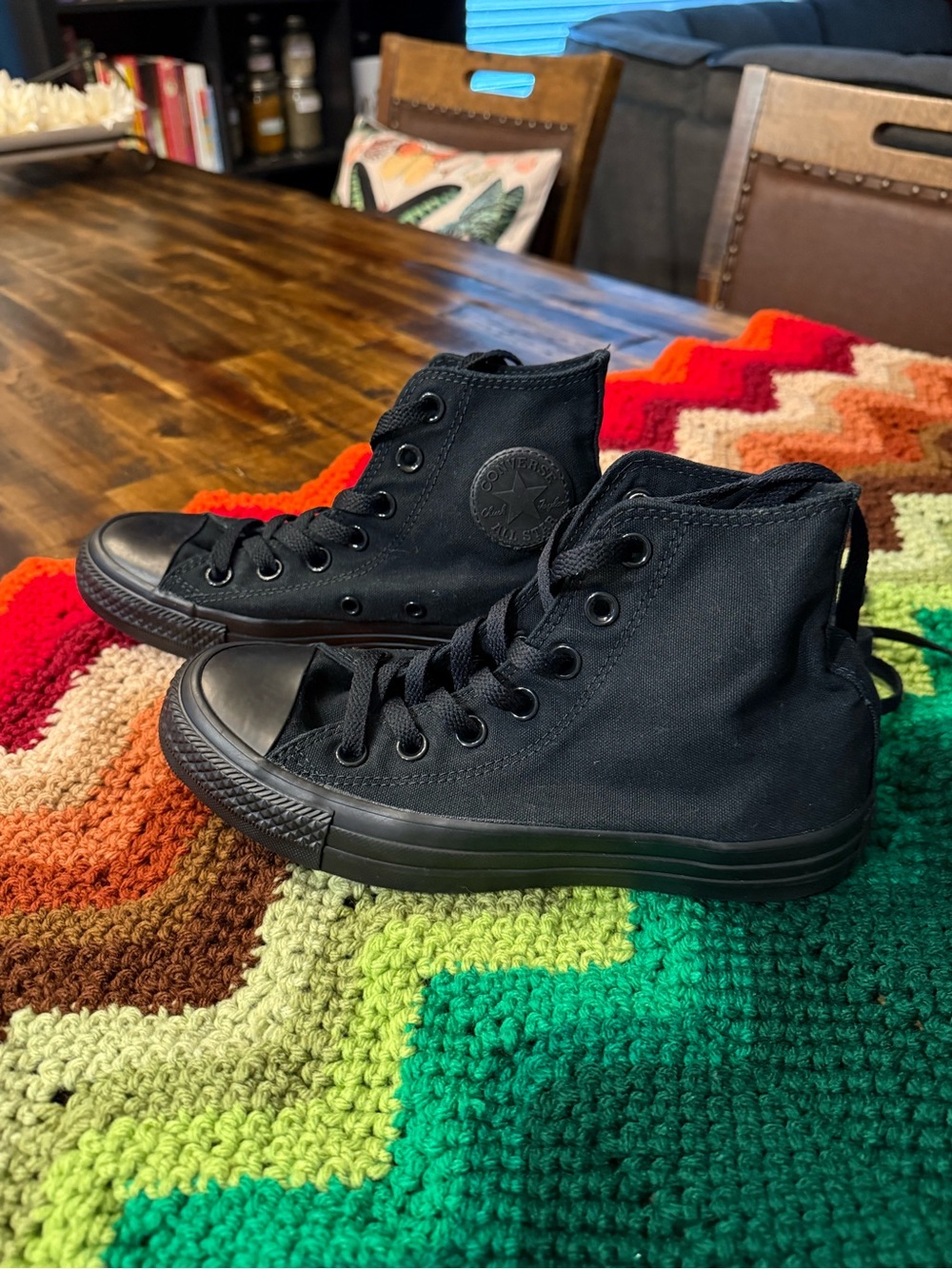 Converse all black hi-top NWOB unisex women's 6 mens 4 goth grunge classic